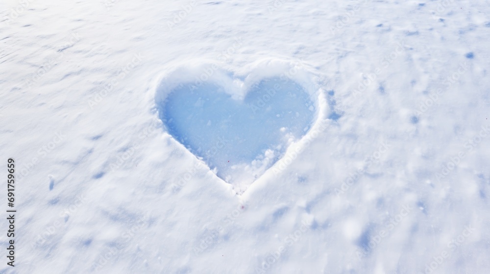 Heart-shaped patterns in freshly fallen snow