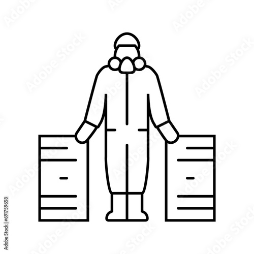 hazardous materials handling line icon vector. hazardous materials handling sign. isolated contour symbol black illustration