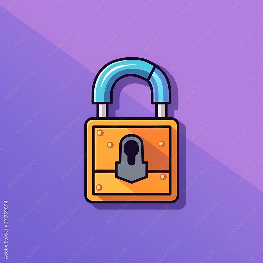 Cartoon Pixel Art Lock Icon in Solid Color Cartoon Pixel Art Lock Icon in Solid Color