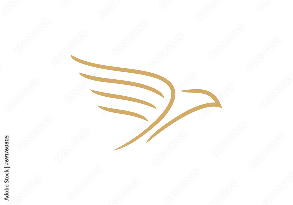 golden eagle logo with linear style icon design template. golden eagle logo with linear style icon design template.