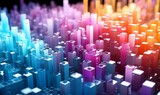 Voxel colourful abstract background Illuminated cubes 3D render. Business, science and technology concept background, Generative AI  