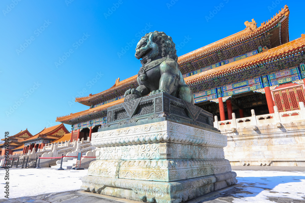 Bronze Lion at the Forbidden City in Beijing