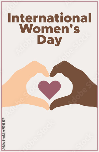 International Women's Day concept holiday. 8 march. Campaign 2024 #inspireinclusion. Template for banner, card, poster, background. Flat vector illustration