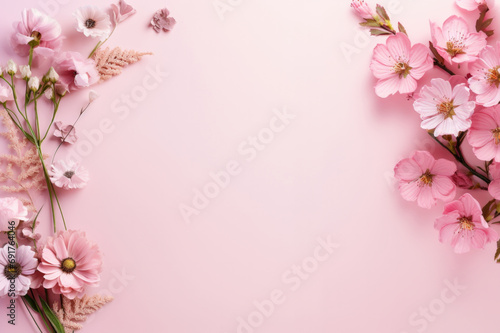 pink cherry blossom with pink background. © Henrry L