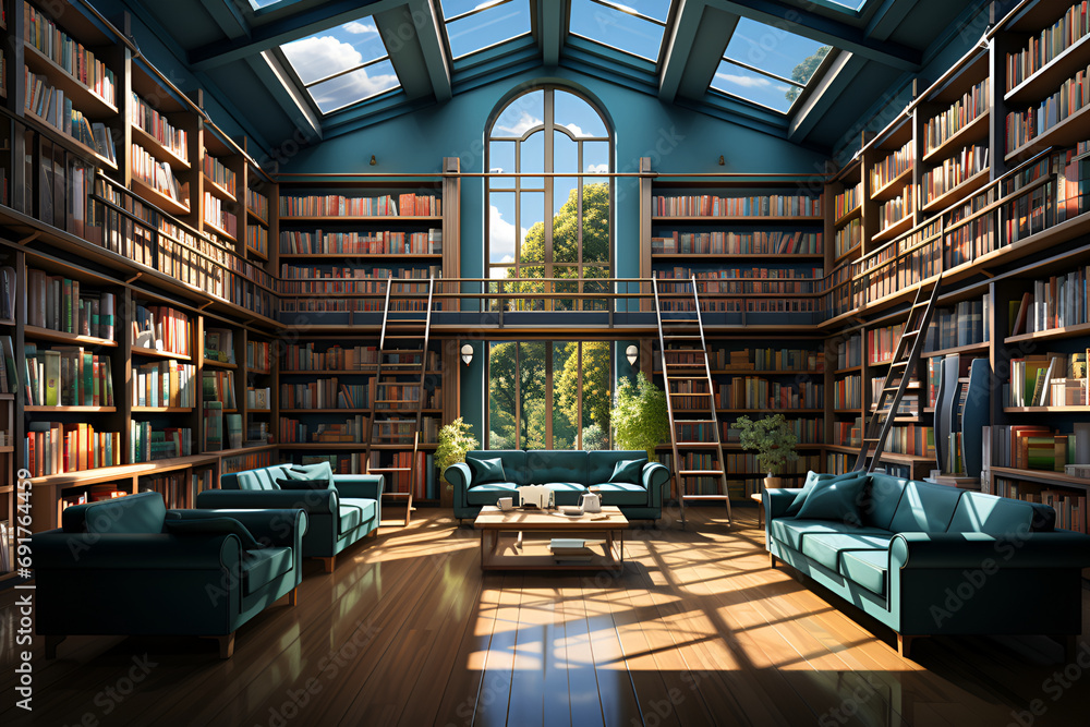 A two-story library generated AI