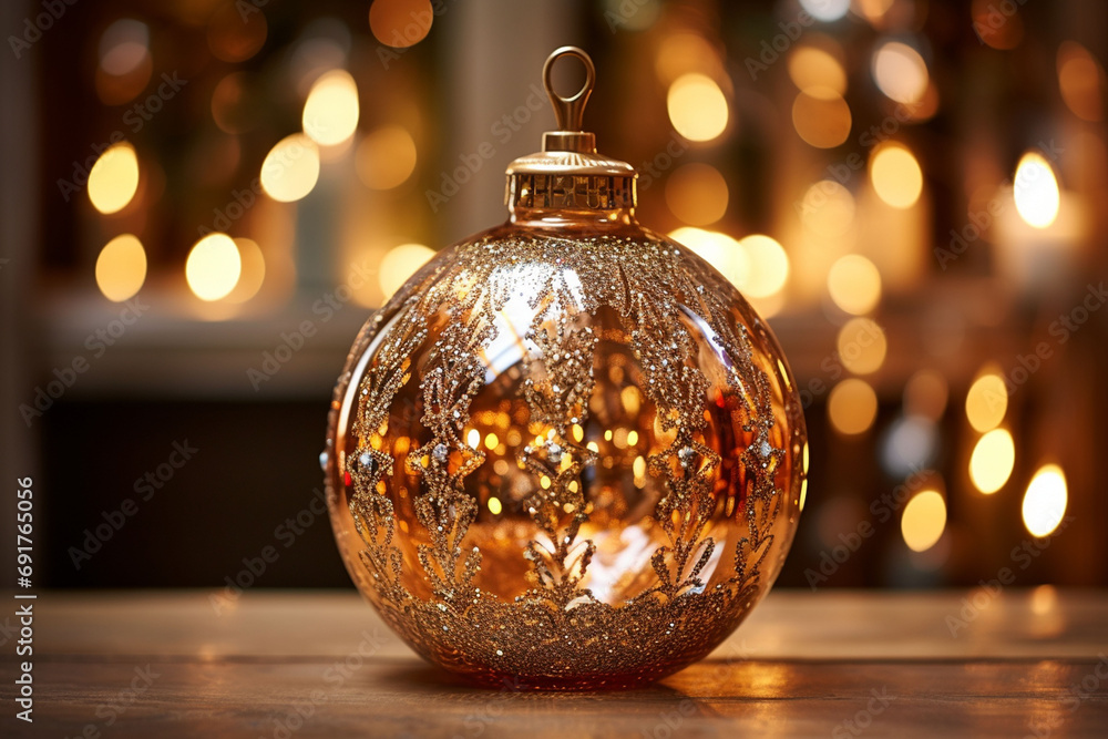 Elegant Christmas Bauble Glass created with Generative AI Elegant Christmas Bauble Glass created with Generative AI