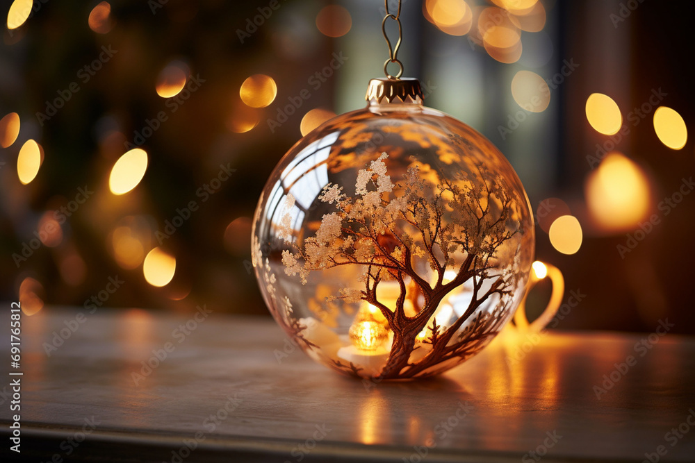Elegant Christmas Bauble Glass created with Generative AI Elegant Christmas Bauble Glass created with Generative AI