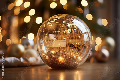 Elegant Christmas Bauble Glass created with Generative AI