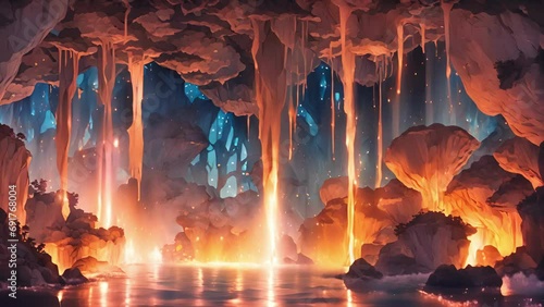 Caves Luminescence like stepping into otherworldly realm. carefully make your through twists turns cavern, walls seem come alive with ethereal glow. Tiny creatures, each 2d animation photo