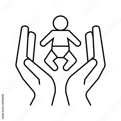 child care center emergency line icon vector. child care center emergency sign. isolated contour symbol black illustration