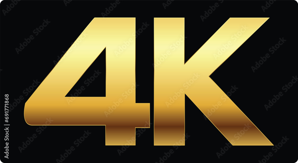 Obraz premium 4K High Resolution golden sign | video resolution |Golden 4K icon, 4K ultra HD, logotype symbol