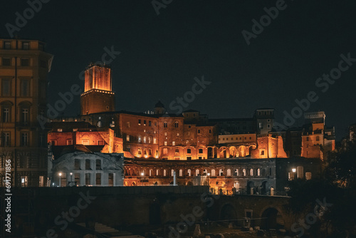Canvas Print View of the ruins of the Trajan's market in Rome, Italy