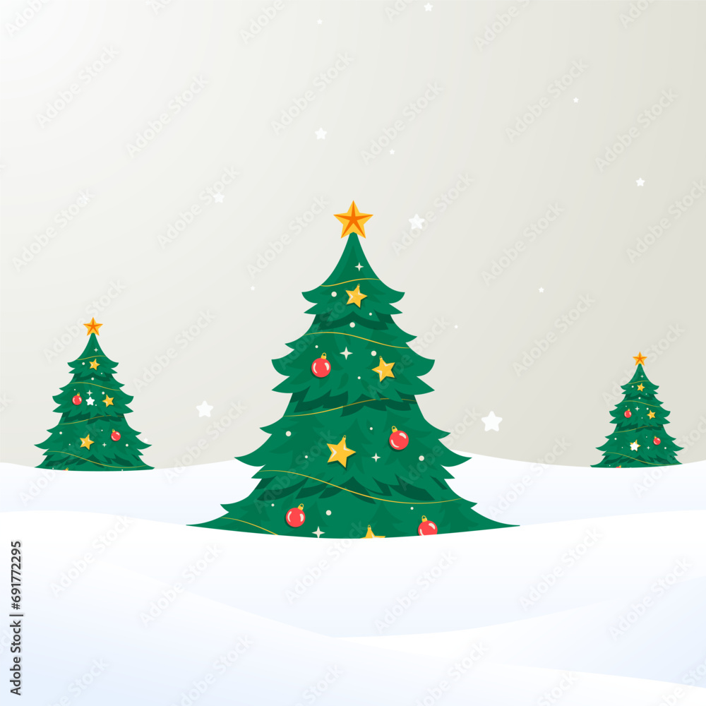 Abstract Merry Christmas festival Decorative vector background christmas with three Christmas tree