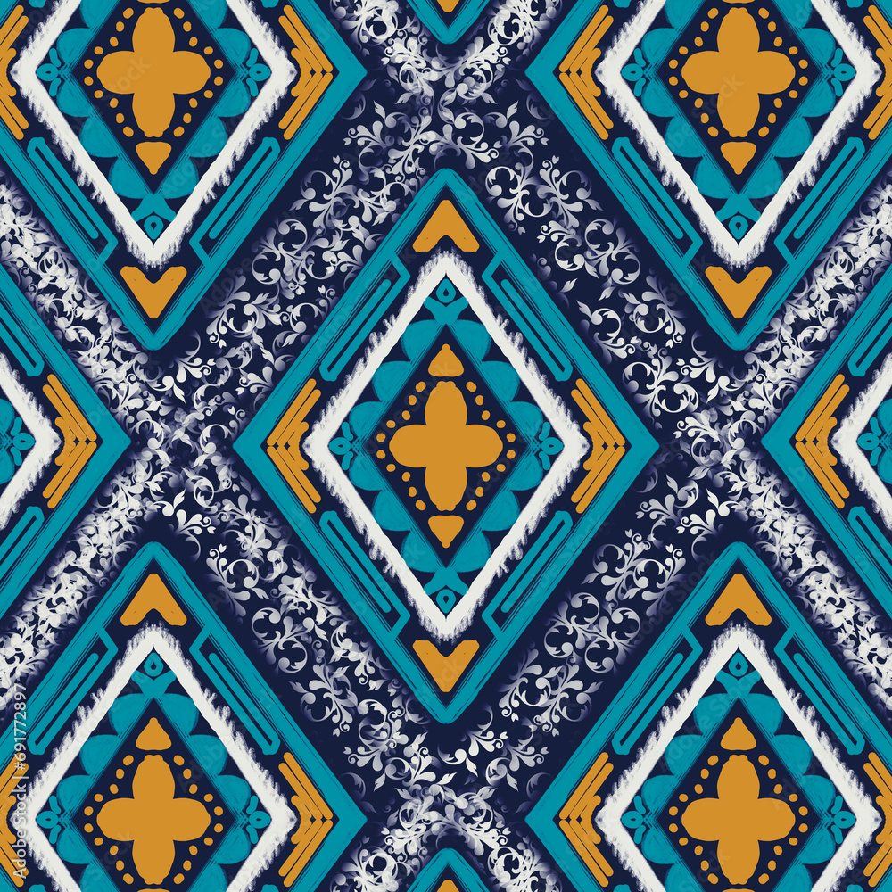 Beautiful Ikat tribal Indian seamless pattern ethnic Beautiful Ikat tribal Indian seamless pattern ethnic