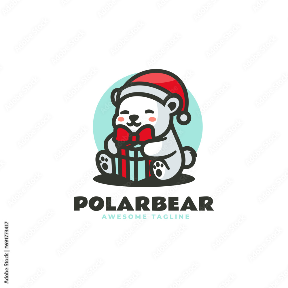 Vector Logo Illustration Polar Bear Mascot Cartoon Style. Vector Logo Illustration Polar Bear Mascot Cartoon Style.