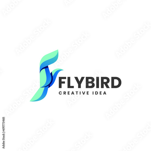 Vector Logo Illustration Fly Bird Gradient Colorful Style