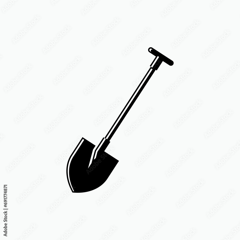 Shovel Icon. Gardening Tool, Dig Equipment Symbol - Vector. Shovel Icon. Gardening Tool, Dig Equipment Symbol - Vector.