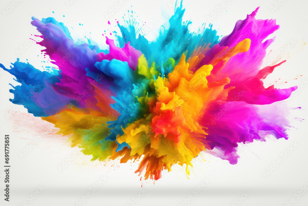 Abstract burst of colorful powder on a dark backdrop. The dynamic display is AI Generative.