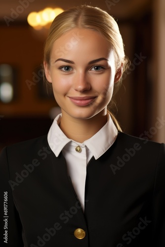 Hotel worker welcoming guests