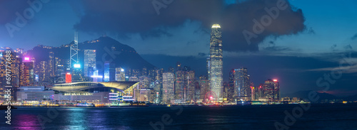 Night scenery of panorama of skyline of Hong Kong city