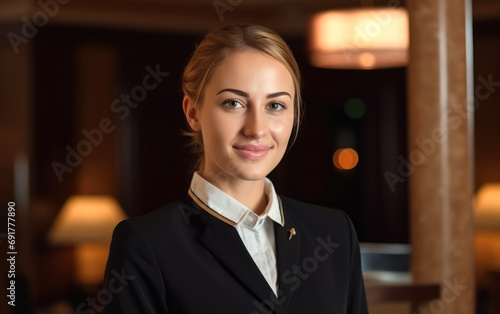 Hotel worker welcoming guests