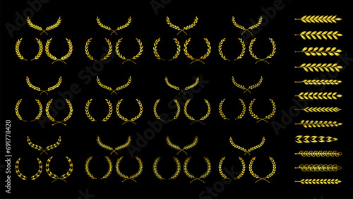 Gold Laurel Wreath Silhouette an award, achievement, heraldry, nobility, emblem, logo. Vector illustration.