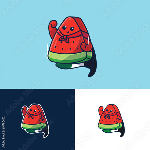 Cute palestine watermelon cartoon mascot logo © Satisfactoons