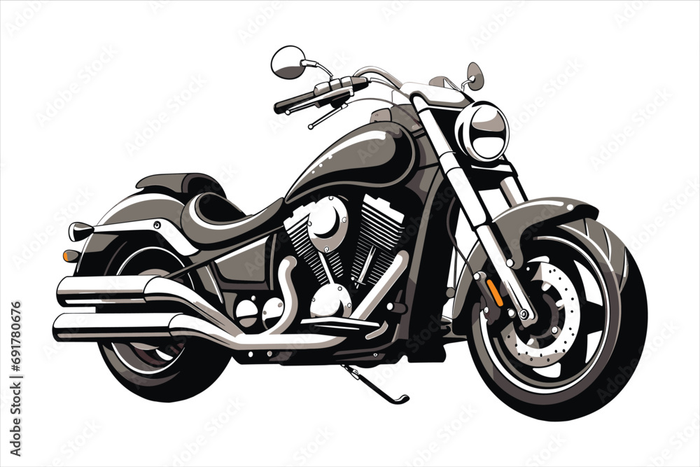 Chopper customizations vector motorcycle illustrations - obrazy, fototapety, plakaty 