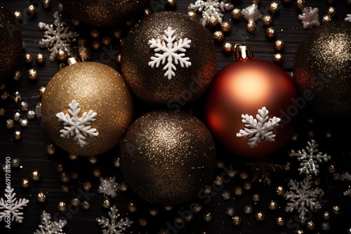 Christmas baubles with snowflakes