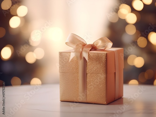 Christmas gift with bokeh background
