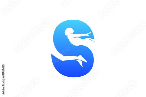 Letter s swimming logo icon