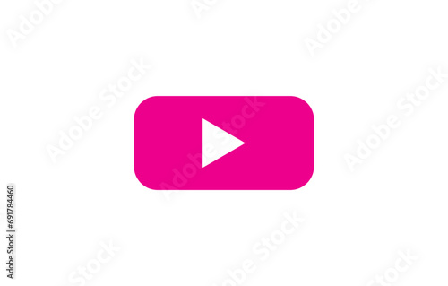 Play vector icon, media player rounded rectangle red button