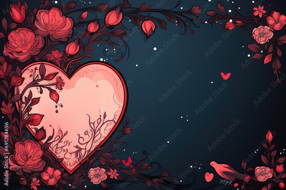 empty note frame space with Valentine's Theme background, festival Valentines day, generative ai. empty note frame space with Valentine's Theme background, festival Valentines day, generative ai.