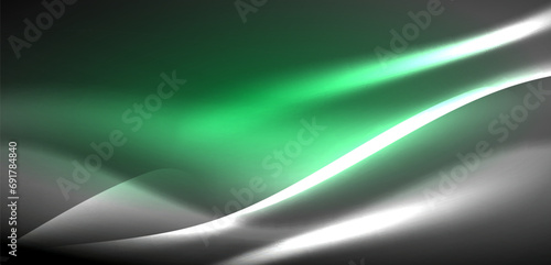 Neon-lit waves surge across background, mesmerizing dance of luminescence and motion. Dynamic backdrop captures essence of energy and modern aesthetics