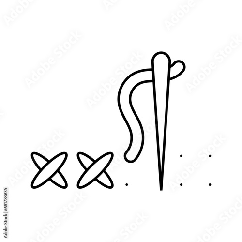 stitch guide embroidery hobby line icon vector. stitch guide embroidery hobby sign. isolated contour symbol black illustration