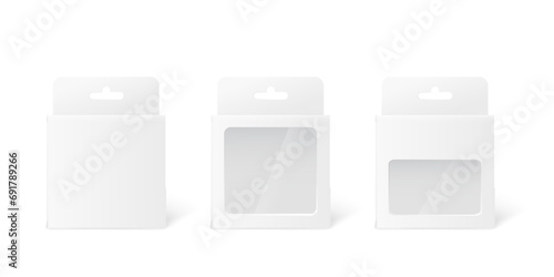 Mockups set of box tab with window, realistic vector illustration isolated.