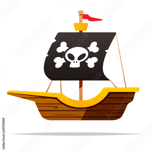 Pirate ship vector isolated illustration