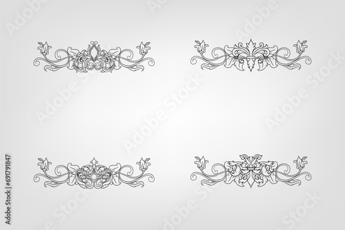 Classical Baroque Filigree Decoration Ornament Vintage Floral Border Style Antique Art Retro