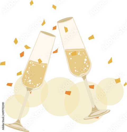 Celebration background with champagne glass and champagne. Christmas, New Year, and Holiday concepts.	
