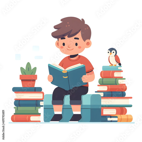 child reading book