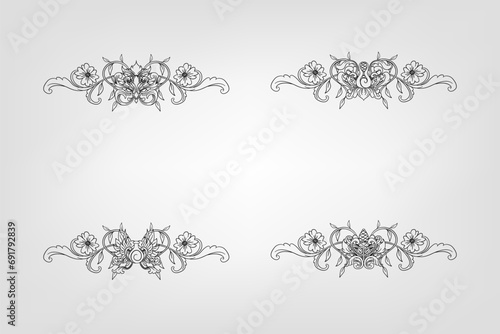 Classical Baroque Filigree Decoration Ornament Vintage Floral Border Style Antique Art Retro