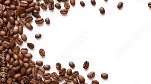 Coffee beans frame on a transparent background, cutout