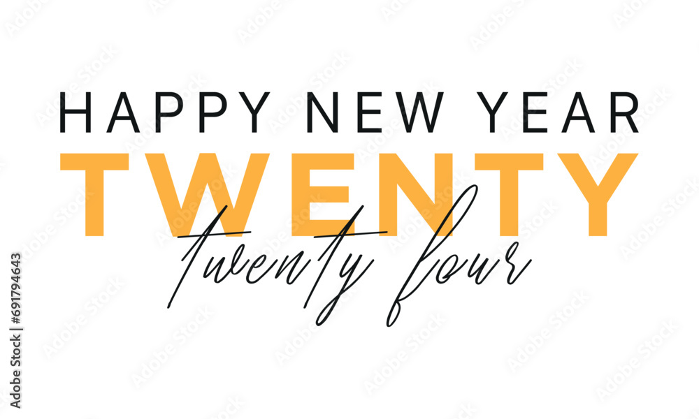 Fototapeta premium Vector 2024 typography design concept. Happy New Year 2024 background
