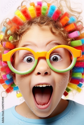 Funny looking child girl we...