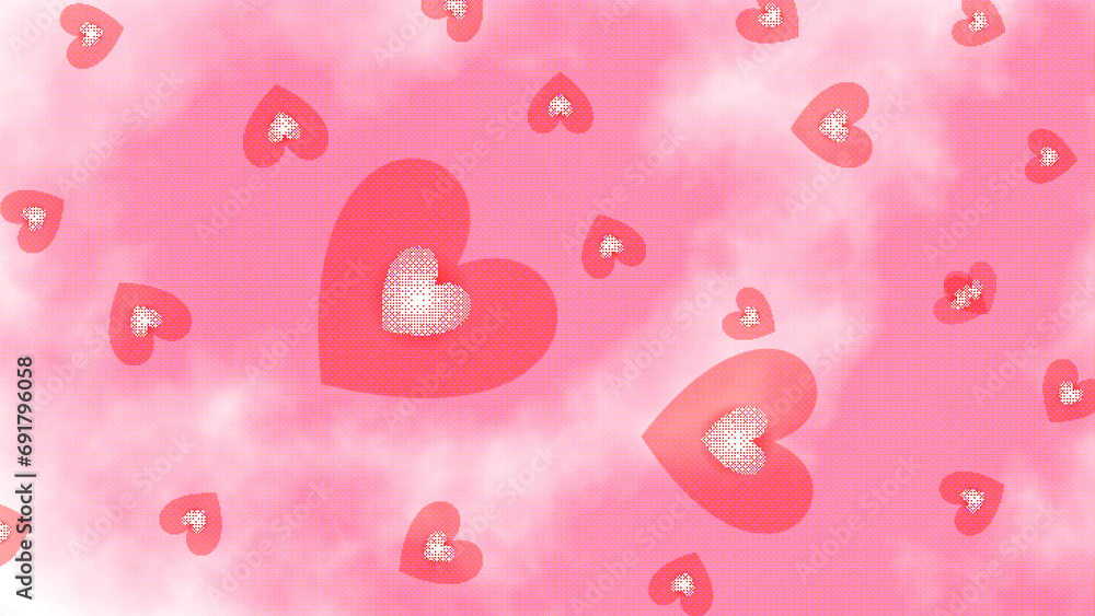 pink rose petals abstract background with heart pattern 