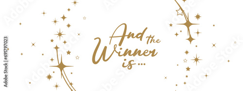 And the winner is card on white background	