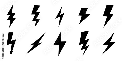 set of thunder icon. spark, electric, electricity, sparking symbol