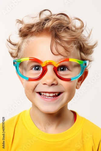 Funny looking child boy wea...