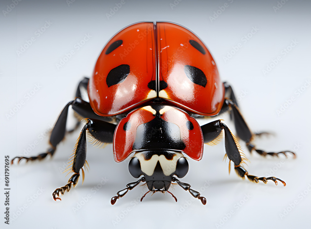 Picture draw by watercolor of ladybug drawing red on white background ...