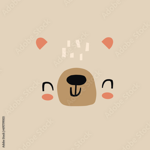 Seamless childish poster with cute bear faces. Great for fabric, textile, apparel. Vector illustration